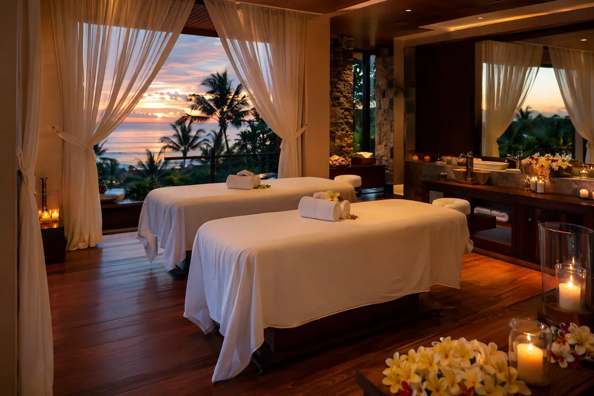 Couples massage tables set up in a villa in Jacó
